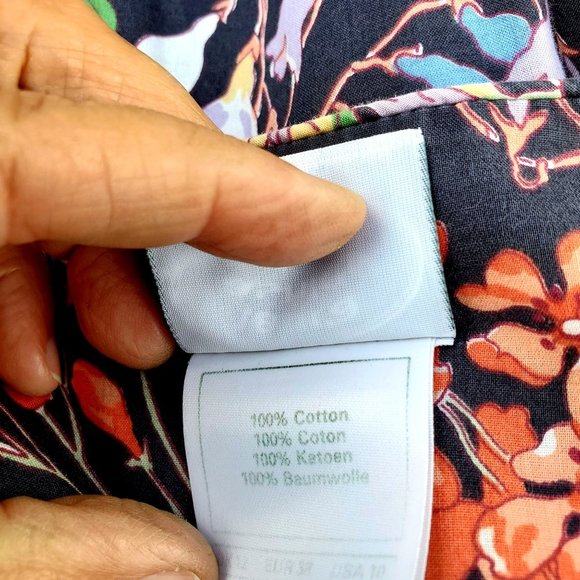 Vintage Laura Ashley Dress M Midi 80s 90s Black Cotton Big Print Floral - Picture 6 of 10